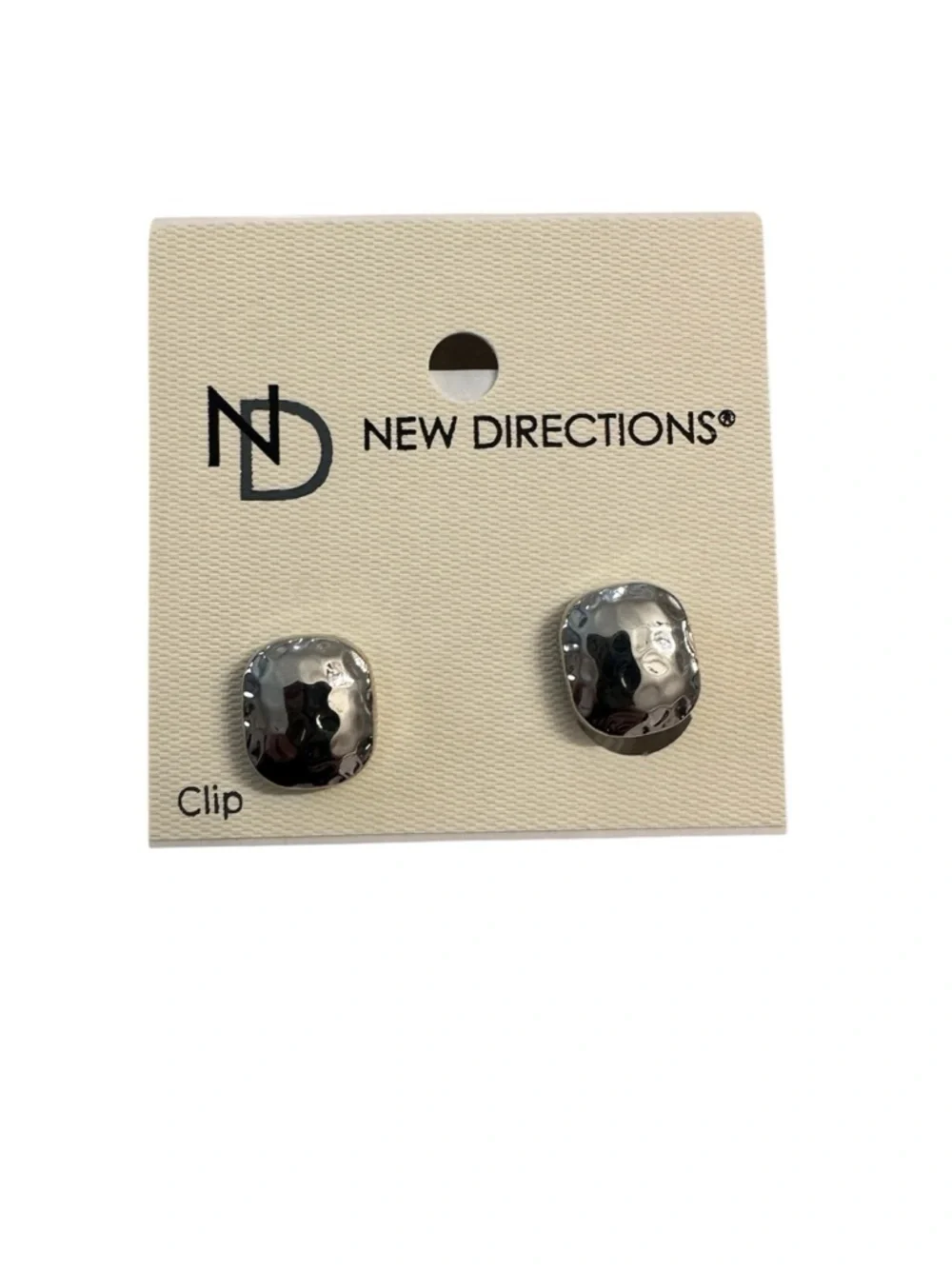 New Directions Women's Silver Textured Clip-On Earrings NWT